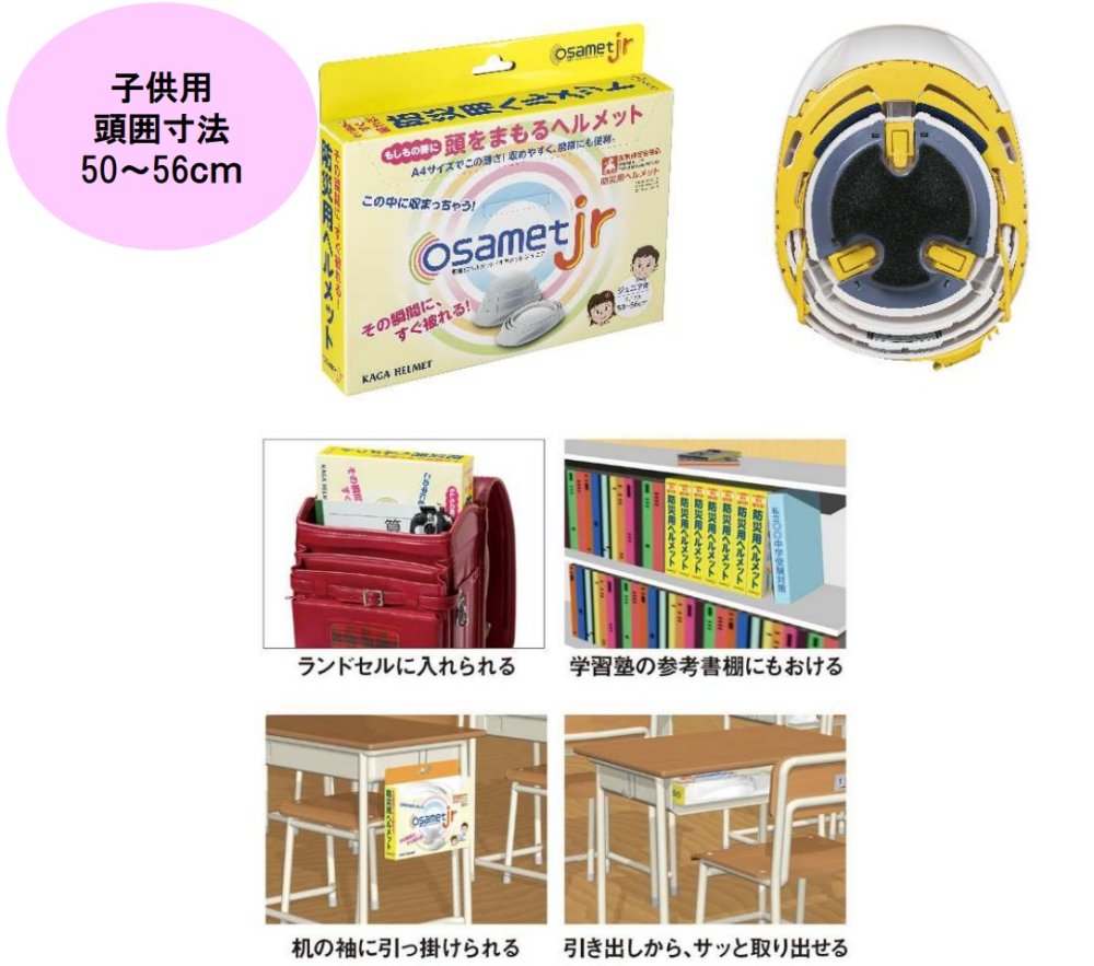 【おススメ防災用品】収縮式ヘルメット　オサメットJr.